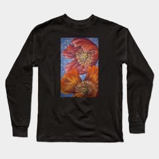 Poppies on Blue Long Sleeve T-Shirt